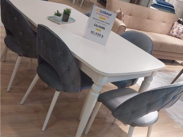 İstikbal Blanca Açılır Masa + 6 Sandalye (Teşhir)